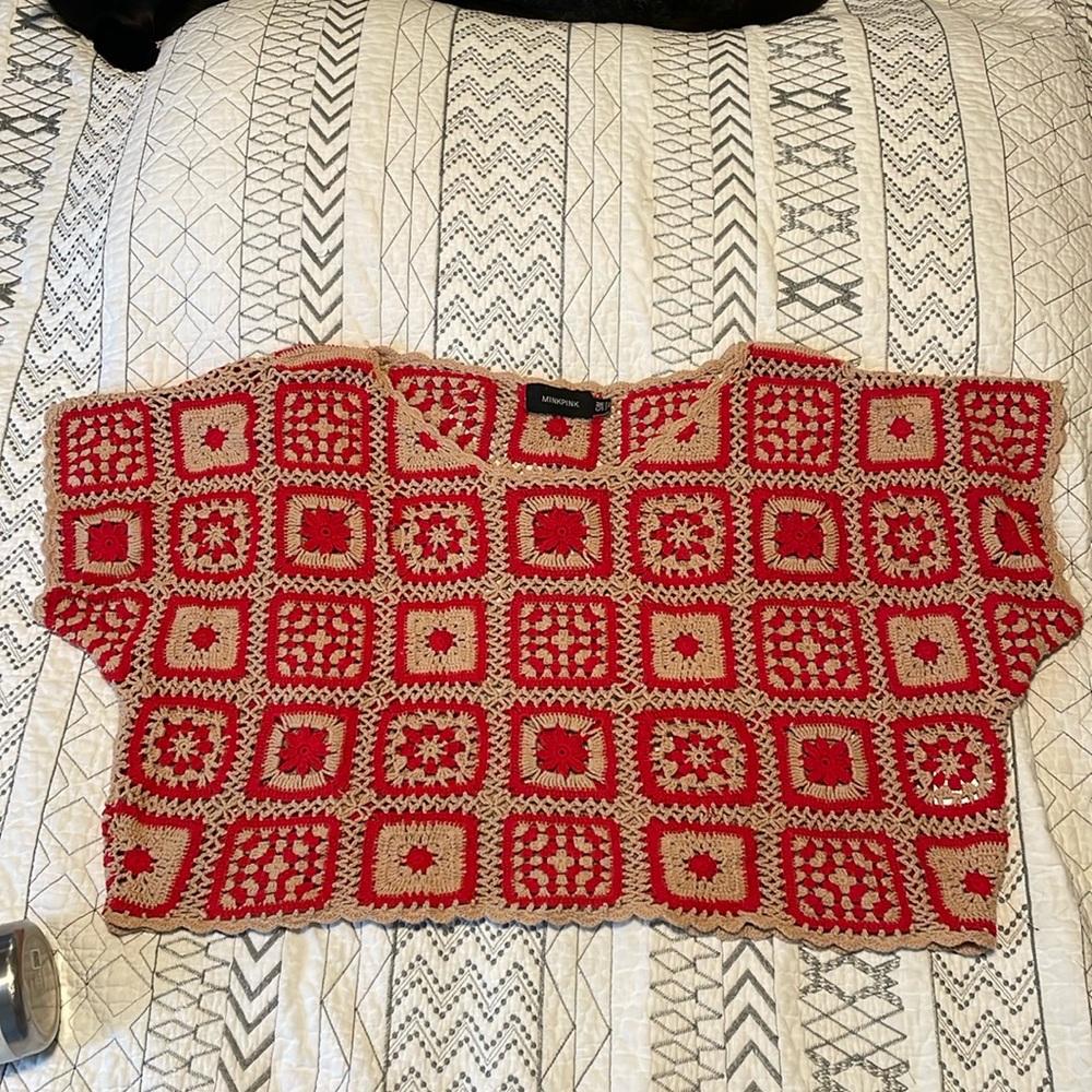 MinkPink cropped crochet top